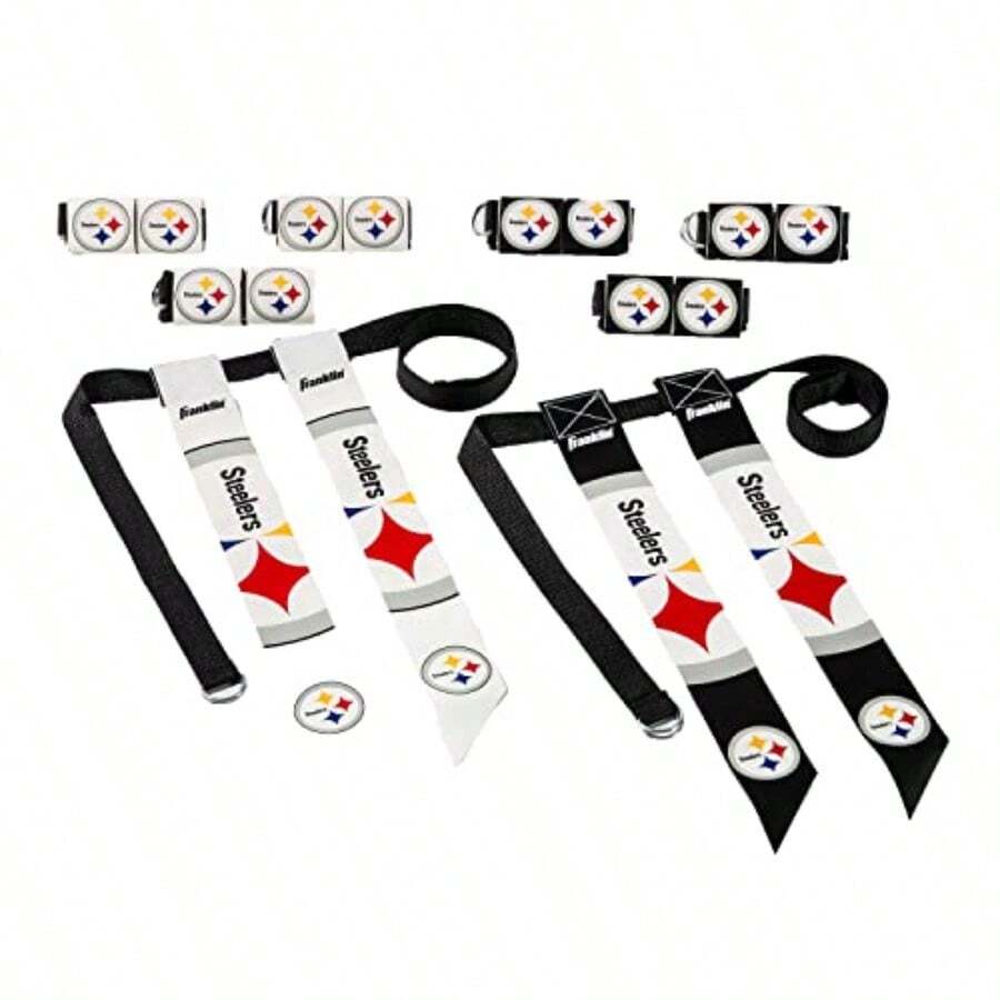 Franklin Sports - Conjunto de Fútbol con Bandera de la  Cinturones y Banderas Equipo para Niños y Adultos - Pittsburgh Steelers - Ver 1