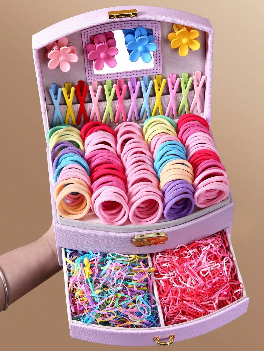 769pcs Girls' Multi-Color Versatile Hair Scrunchies, Cute Teenage Hair Ties, High Elasticity Non-Damaging Hair Bands, Side Bangs Clips, Flower Hair Clips, Barrettes, Suitable For Daily Use And Back To School - Multicolor - View 1