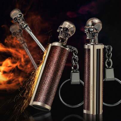 2Pcs Skeleton Permanent Match Lighter, Waterproof Forever Fire Starter Keychain, EDC Outdoor Emergency Survival Gear For Camping, Christmas Birthday Gift Box For Men Women
