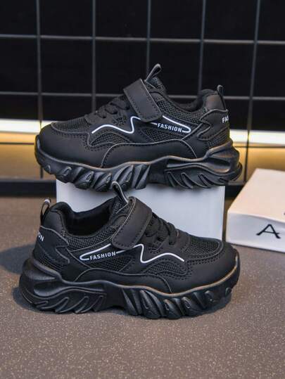 1 Pair New Kids' Chunky Sneakers, Boys' Soft Sole Non-Slip Sports Shoes, Girls' Breathable Mesh Running Shoes, Big Kids' Casual Shoes, Elementary School Students' Lightweight Shock-Absorbing Basketball Shoes, Toddlers' Soft Bottom Walking Shoes, Suitable For Daily Wear And Outdoor Activities