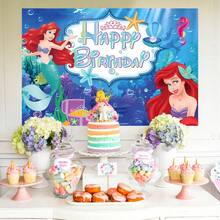 1 pieza Fondo de fotografía de cumpleaños de sirena feliz, mundo submarino de cuento de hadas, océano azul piedra, peces pequeños, coral, algas marinas, decoración de fiesta de recién nacido, tamaño: 82.7*5.1/59.1*39.4/39.4*29.5 pulgadas - BJB - Ver 5