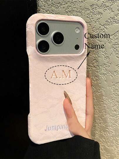 Funda de teléfono de cuero sintético de terciopelo con letra bordada personalizada, compatible con iPhone 17 Pro Max, 16 Pro Max, 15 Pro Max, 14 Pro Max, 13, 12, 11, 17 Air, cubierta protectora suave en la parte posterior