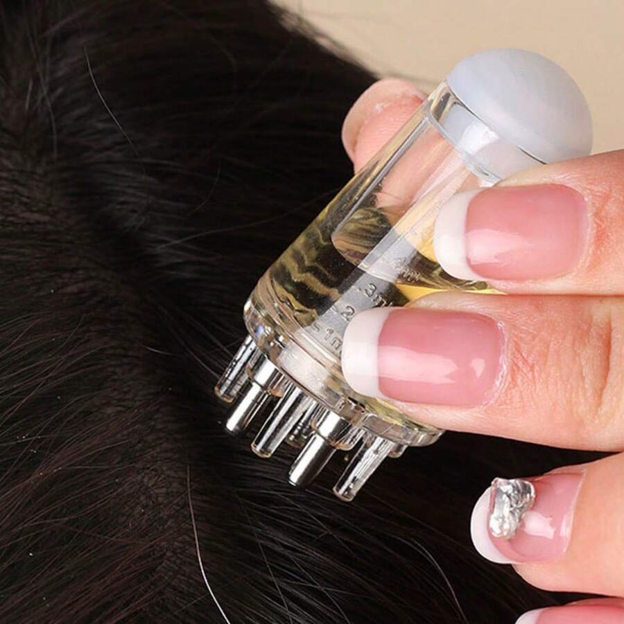 1 lược mini dùng để thoa dầu, mát-xa da đầu, lược dưỡng tóc chứa tinh chất kích thích mọc tóc, tinh chất dưỡng tóc, dung dịch dưỡng tóc, dầu xả, lược thoa tinh dầu - Giúp đưa tinh dầu hoặc dung dịch dưỡng tóc chính xác đến chân tóc. - Xem 1
