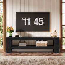 Tribesigns 59" Long TV Stand For 55/60/65/75-Inch TVs, Rustic Media TV Console With Storage Shelve, Entertainment Center Television Stand For Living Room, Bedroom (Black) - màu đen - Xem 5