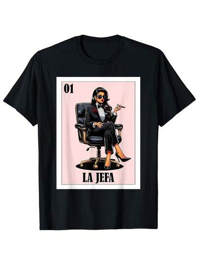 Camiseta unisex de algodón puro, LaJefaHombresDivertidoDe inspiración mexicanaGráficoCamiseta-SuaveRetroTejanaReinaDiseñoconLaJefaLogotipo&SombreroMujerImprimir,Para todas las estacionesInformalTripulaciónCuelloCortoMangaTeeparaGimnasioAl aire libre&InformalVestimenta-IdealRegaloparaLatinxAficionadosNavidadTCamisaDivertidoCamisetasHombres,La mayoríaProbablementeNavidadCamisas,TCamisaHombres,HombresCamisetaVeranoCamisasParaHombres,HombresCamisas,DivertidoCamisetas, ropademujerblusasparadamacasualescamisasdemujerblusablusasparamujercamisas