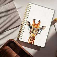1Pc A5 Funny Animal Themed Spiral Notebook, Cute Giraffe With Glasses Design, Perfect Back To School Gift For Teachers, Ideal For Study, Travel Notes, Writing & Office Planning - Giraffe - View 2