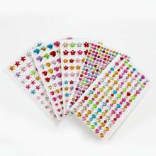 Autocollants de strass colorés de formes et de tailles variées, autocollants décoratifs pailletés à dos plat pour le visage, le corps, les ongles, la décoration de bijoux faits main, look de concert, pierres de visage - Multicolore - Voir 10