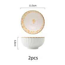 2个陶瓷花叶图案碗，适用于盛放甜点、小吃、糖果和餐点，厨房餐具 - 彩色 - 查看 13