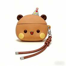 3D可爱派对熊硅胶苹果Air保护套，带皮质挂绳，全面保护Apple Air 1/2/3/4和Pro/Pro 2/Pro 3。 - 彩色 - 查看 5