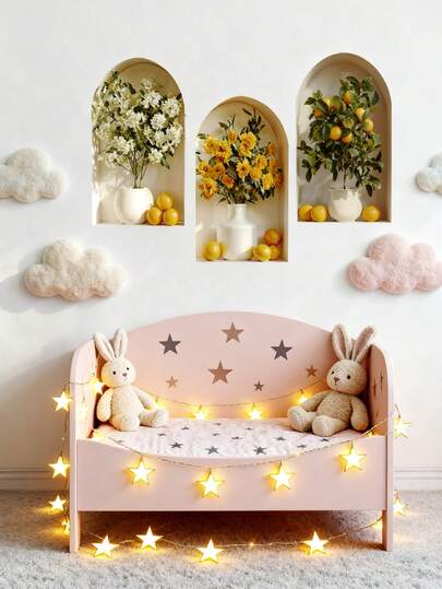 Bộ 1 miếng dán tường hoạt hình dễ thương và hình dán tường hoa chanh, tranh dán tường có thể tháo rời, dễ dán cho phòng ngủ trẻ em, phòng trẻ sơ sinh, phòng chơi, phòng khách, trang trí nhà cửa.