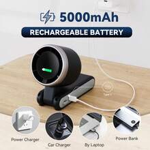 Portable Handheld Turbo Fan, 5 Gear Wind, Battery Operated, Up To 12 Working Hours, 3 IN 1 Hand Fan With Air Turbo Tech Cooling Fan For Outdoor Activities, Travel, Beach - 黑色 - 查看 7