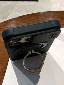 Military Grade Shockproof Soft Silicone 1pc Sliding Window Ring Holder Wireless Charging Phone Case, Suitable For IPhone 17 Air 16 15 14 13 12 11 Pro Max Plus, Soft Silicone Back Cover Spring Gift - Black - View 4