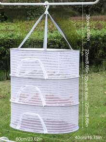 1pc Foldable 1-3 Layer Fish Drying Rack, Made Of Polyester Fiber Mesh, Suitable For Drying Shrimp, Fish, Fruits, Vegetables, Herbs, Comes With Zippered Anti-Fly Cover, Also Can Be Used For Drying Toys And Clothes - Multicolor - View 12
