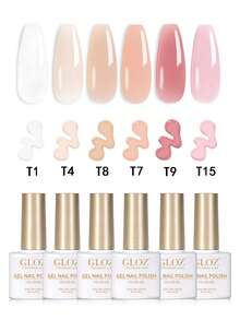 GLOZ 6pcs T1T4T8T7T9T15 Gel Nail Polish Set Spring Summer Fall Winter 6 Colors Glossy Long Lasting Shiny Anti Fade Dustproof Quick Dry Comfortable Great Valentine's Day Gift For Girlfriend Mother Surprise Suitable For LED Lamp - Multicolor - View 7