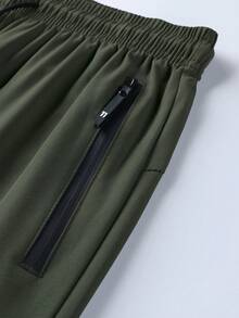 Men's Lightweight Running Pants, Thin Jogging Drawstring Sports Casual Trousers For Spring/Summer, Solid Color Outdoor Sportswear - Army Green - View 4