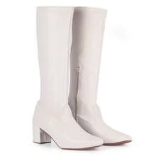 Women's Over-The-Knee Boot With Square Toe, Medium Heel, High Shaft, , Blogger-Friendly, Comfortable For Winter - Off-white - View 2