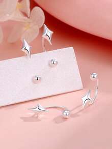 1 đôi bông tai nữ cao cấp bằng bạc sterling 925, thiết kế tối giản tinh tế với đường nét ấn tượng. - đơn - Xem 6