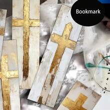 10/20 Pcs Golden Cross Bookmark Abstract Christian Cross Bookmark A Gift For Book Lovers Handcrafted DIY Narrow-Page Collage Technique Ideal For Libraries And EducatorsEaster Gifts(Random) - A - View 3
