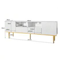 Modern TV Stand, TV Cabinet With Legs And Gold Details. Description - White - View 5