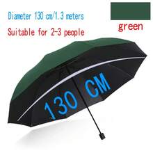 130CM Oversized Folding Umbrella Windproof And Waterproof Large Sun And Rain Umbrella For Travel And Family Use - màu xanh lá - Xem 12