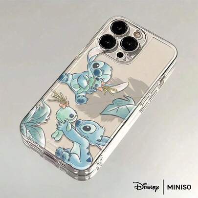 Miniso 1 pièce Étui de téléphone avec motif de feuilles tropicales Disney Stitch Scrump, compatible avec les séries iPhone 17/17 Pro/17 Pro Max/17 Air/16/15/14/13/12/11/X, étui de téléphone iPhone 17 Pro Max, étui de téléphone iPhone 17 Pro, étui de téléphone iPhone 17, cadeau de Noël pour la petite amie