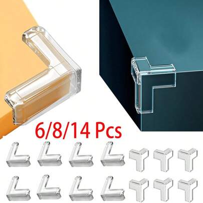 6/6/14 Piezas Protectores de esquina transparentes, Esquinas de a prueba de golpes, Protectores de esquina suaves con cintas adhesivas para mesas, gabinetes, cajones y muebles de esquinas afiladas
