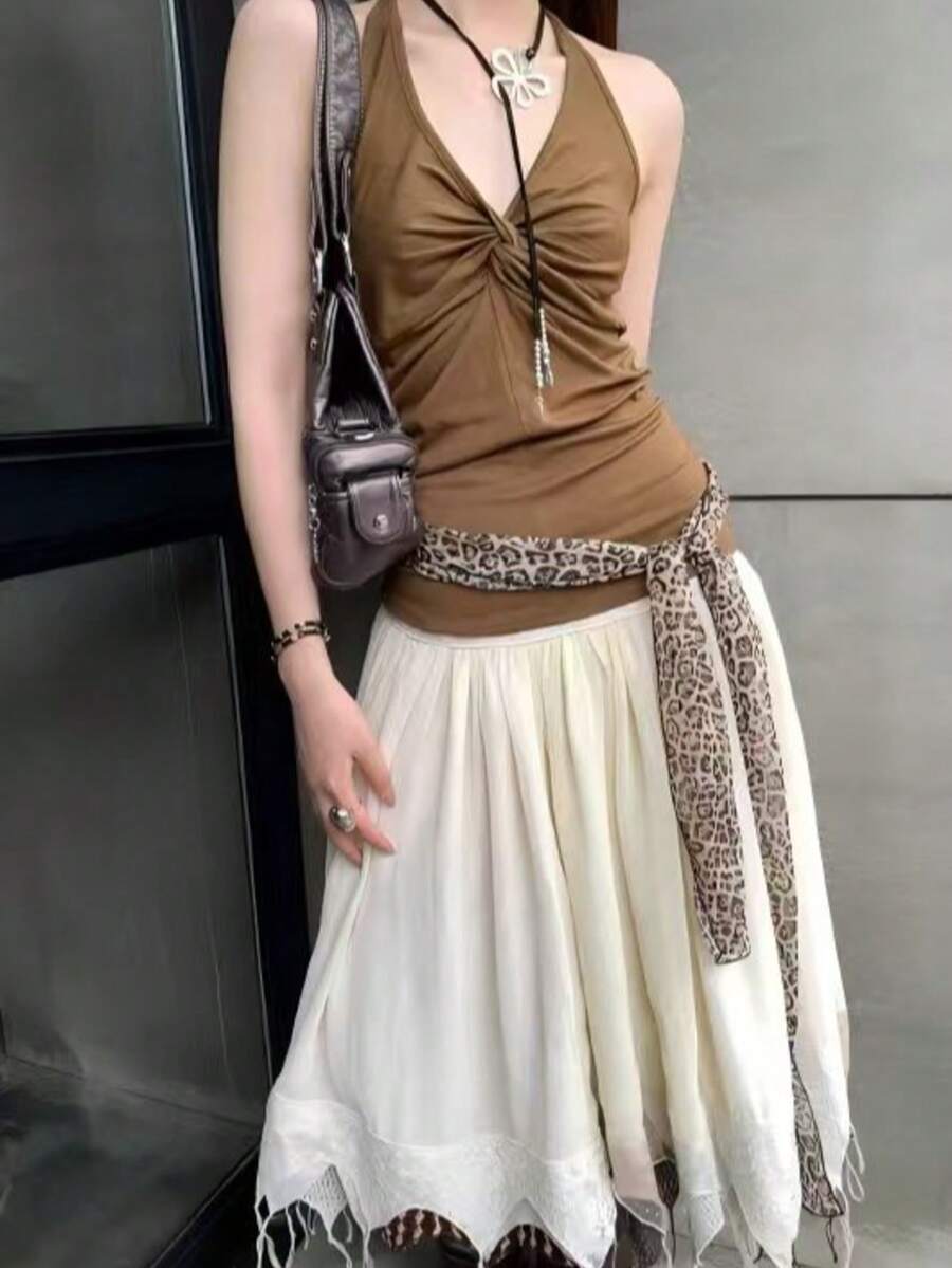 1条豹纹涤纶材质多功能女士腰带 - 豹紋 - 查看 1