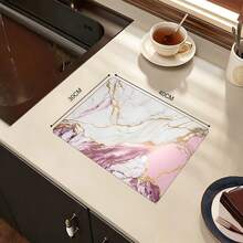 1 pieza, Alfombrilla de cocina con estampado de mármol, Alfombrilla para escurridor de platos, Alfombrilla para barra de café, Alfombrilla para encimera de cocina, Alfombrilla para secar utensilios. Adecuada para usar en cocinas, comedores, mesas de patio y con fines decorativos en ambientes de cocina. - Multicolor - Ver 22