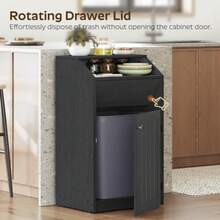 Trash Cabinet Freestanding Trash Can Cabinet Wooden Recycling with Flip Door 10 Gallon Hidden Kitchen Garbage Can for Kitchen Living Room Black WB01BB - Greige - Ver 5