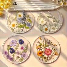 2D Flat Printing, 4-Piece Acrylic Coasters, Colorful Printed Outdoor Coasters, Wedding, Birthday And Mother's Day Gift Table Decorations, Wildflower Artistic Design, 2D Flat Patterns, Home Decoration Ornaments - 亞克力杯墊4件 - 查看 1