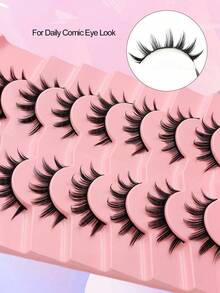 Asiteo 7 Pairs Anime False Eyelashes, Soft And Comfortable Faux Mink Lashes, Reusable, Suitable For Beginners And Makeup Artists, Beauty Blogger Makeup Lashes, Perfect For Daily Cartoon Eye Makeup, Cartoon Lashes, Cosplay, Party, Beach - Spiky Manga Lashes - View 3