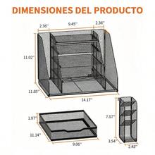 Organizador de Escritorio Metálico 5 Niveles con Archivador y Box | Ideal para Oficina y Hogar | Orden y Comodidad - por defecto - Ver 4