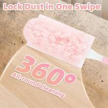 35 Count Pink Duster Refills Compatible With Handle, 360° Multi-Surface Duster Refills With 2 Handle, 5X Microfibers Disposable Dusters For Valentines Home, Office Cleaning, Quick Cleanup, Surface Dusting, Lightweight Duster, Easytouse Refills - Pink - View 8