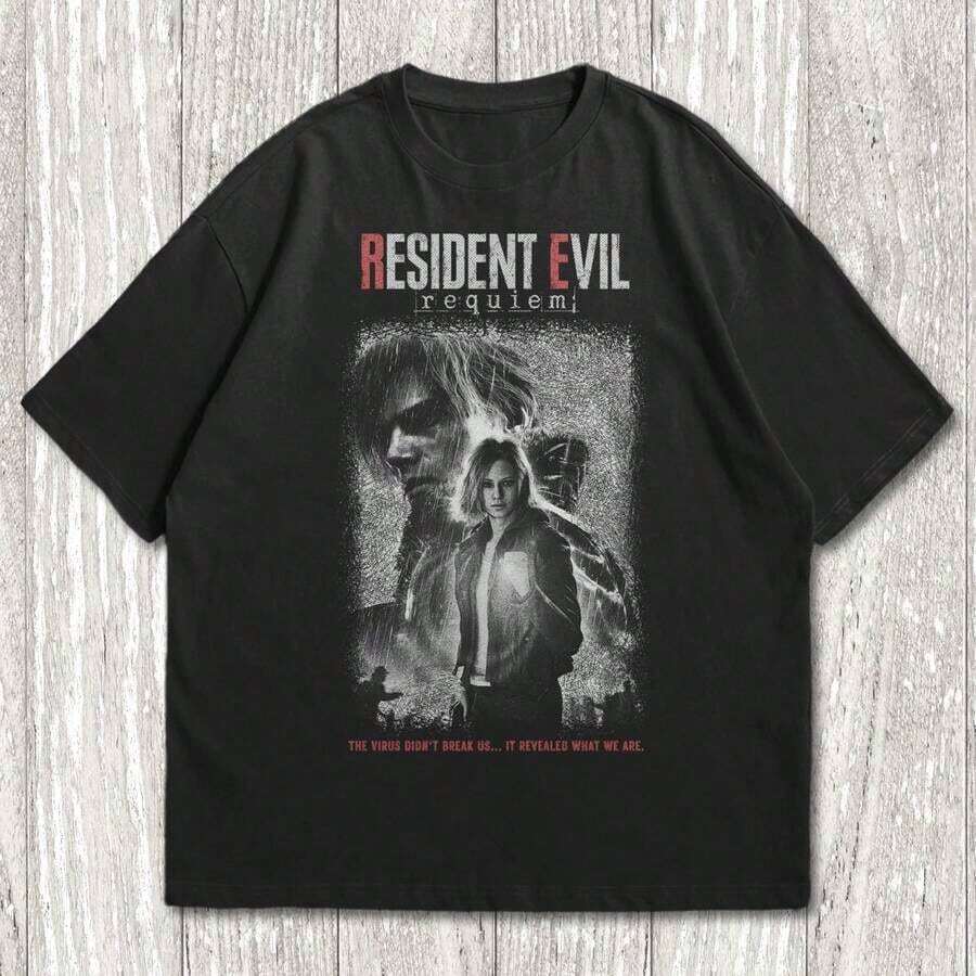 Summer Tops Maglietta Di Leon Kennedy - Requiem Cotton T-Shirt - Black - View 1