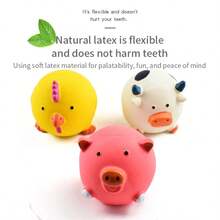 Juguetes para masticar con sonido para perros, juguetes para masticar con forma de vaca/cerdo/pollo con sonido para la limpieza de los dientes - Multicolor - Ver 8
