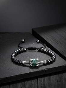 Vòng tay hạt đá Hematite móng rồng cho nam nữ, vòng đeo tay bện điều chỉnh được bằng đá Hematite 6mm, trang sức đá tự nhiên 10mm giúp chữa lành, tăng cường sức mạnh. - Nhiều màu - Xem 2