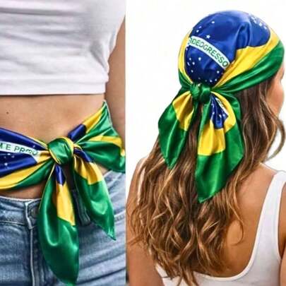Bandana Brasil Copa 2026 Lenço Cetim 50x50 90x90 Torcida Look Feminino Masculino Pronta Entrega