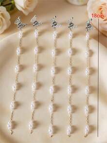 Set de 5 pinzas para el cabello de mariposa mini de aleación para adolescentes - Blanco - Ver 4