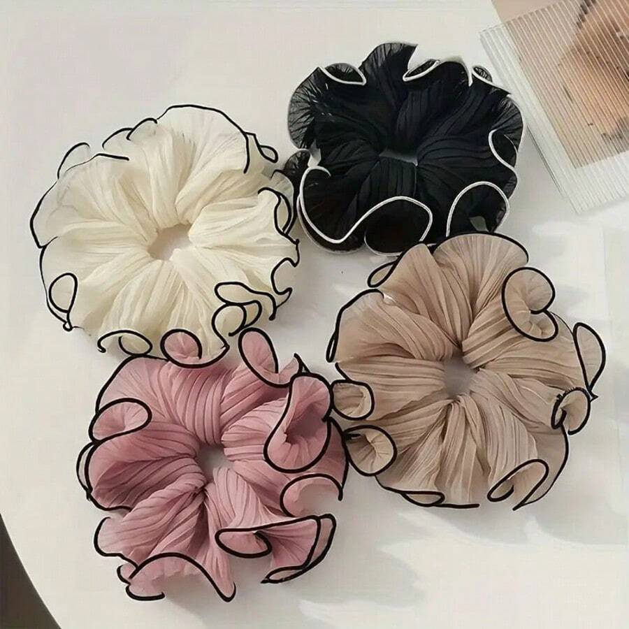 Conjunto de 4 piezas de accesorios para el cabello de encaje de gasa francesa de estilo bohemio para la vida cotidiana, vacaciones y ocasiones casuales. Accesorios elegantes para coletas; adornos para el cabello de vacaciones de verano en la playa, lazos para el cabello. Adecuado para uso diario en casa, en el campus, para salidas casuales, vacaciones o en la oficina. También es perfecto como accesorio para complementar looks de día de lavado, bikinis y vestimenta formal femenina: ideal para combinar con un vestido de verano o un bikini, festival, fiesta - Multicolor - Ver 1