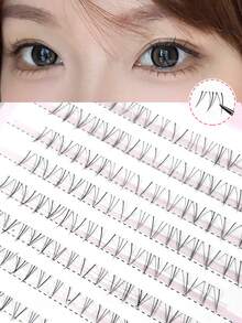 80片下睫毛嫁接，自然猫爪簇状下睫毛，轻盈自然妆效，DIY睫毛，日常派对妆容专用自然单根睫毛嫁接美妆工具 - C - 查看 3