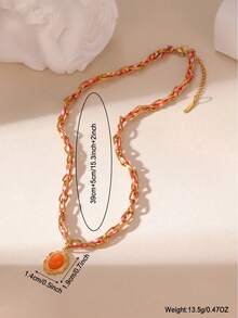Collier vintage en métal avec fleur tressée, collier pendentif en acier inoxydable de style vacances à la plage personnalisé, accessoires pour femmes - Multicolore - Voir 7