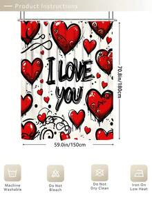 Bộ 1/4 món màu trắng và đỏ * Họa tiết graffiti trái tim "I LOVE YOU" * Bộ rèm tắm phòng tắm in hình; Kiểu dáng graffiti, chống thấm nước và chống mài mòn; Bao gồm 12 móc treo, và đi kèm với bọc bồn cầu, thảm tắm và thảm trải sàn; Được làm từ chất liệu nhựa cao cấp, có thể giặt và chống nấm mốc. - Nhiều màu - Xem 11