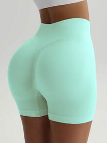 Women's Solid Color Casual Versatile Daily Wear & Sports Shorts - Mint Blue - View 6