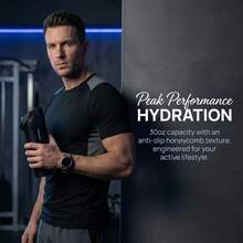 30oz Honeycomb Pattern Insulated Water Cup, Double Drinking Spout, One-Click Opening And Leak-Proof Lock, Three-Layer Vacuum To Keep Cold For 24 Hours, - 黑色 - 查看 3