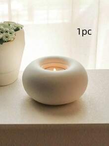 2 piezas Portavelas de cerámica blanca - Decoración del hogar minimalista y creativa, adecuado para mesa de comedor y escritorio, opción decorativa perfecta (velas no incluidas) - Multicolor - Ver 8