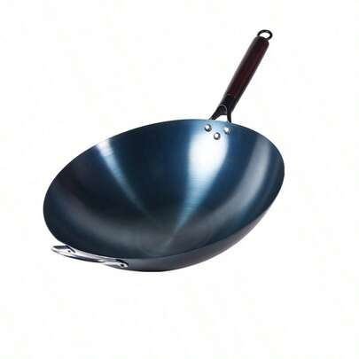 Wok en fonte traditionnelle antiadhésive, poêle vintage ménagère en fonte non revêtue pour cuisinière à gaz, poêle à fond rond