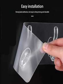 2pcs Transparent 6-Hook Waterproof Self-Adhesive Wall Hooks, No Drilling Needed For Bathroom, Kitchen And Indoor Storage And Organization - 2pcs - View 5