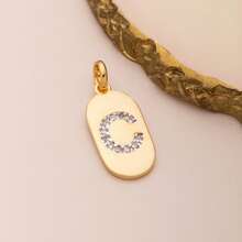 Letter A-Z Pendant With Sparkling Stones | Gold Oval Medal | Initial Name - Vàng - Xem 10
