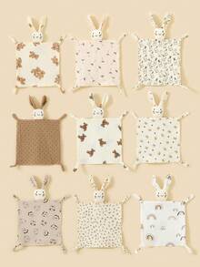 1pc Muslin Teething Blanket, Baby Rabbit Crinkle Cloth Sensory Toy - Multicolor - View 10