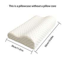 1pc Memory Foam Pillowcase, Soft Plush Neck Support Pillowcase, Zipper Removable & Washable (Pillowcase Only, Pillow Insert Not Included) - White - View 5